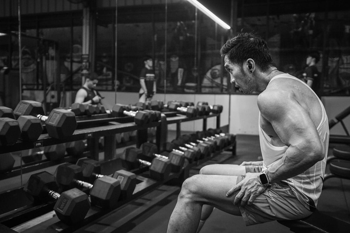 Athlete working out in gym