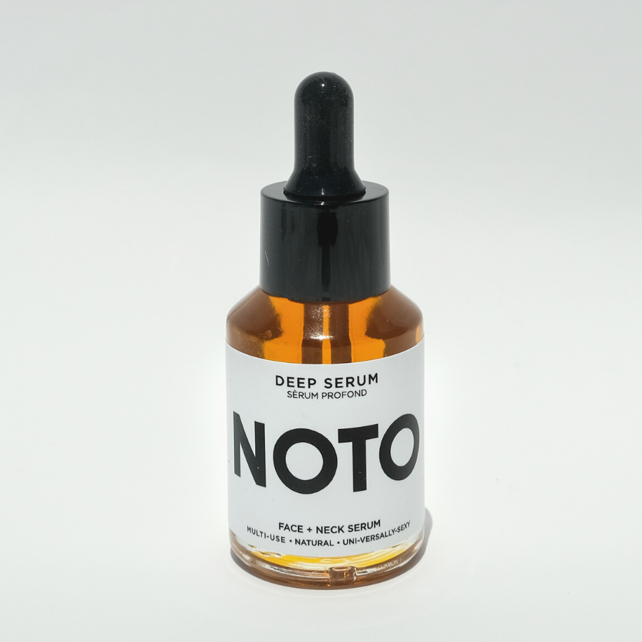 Bottle of Noto deep serum on a white background